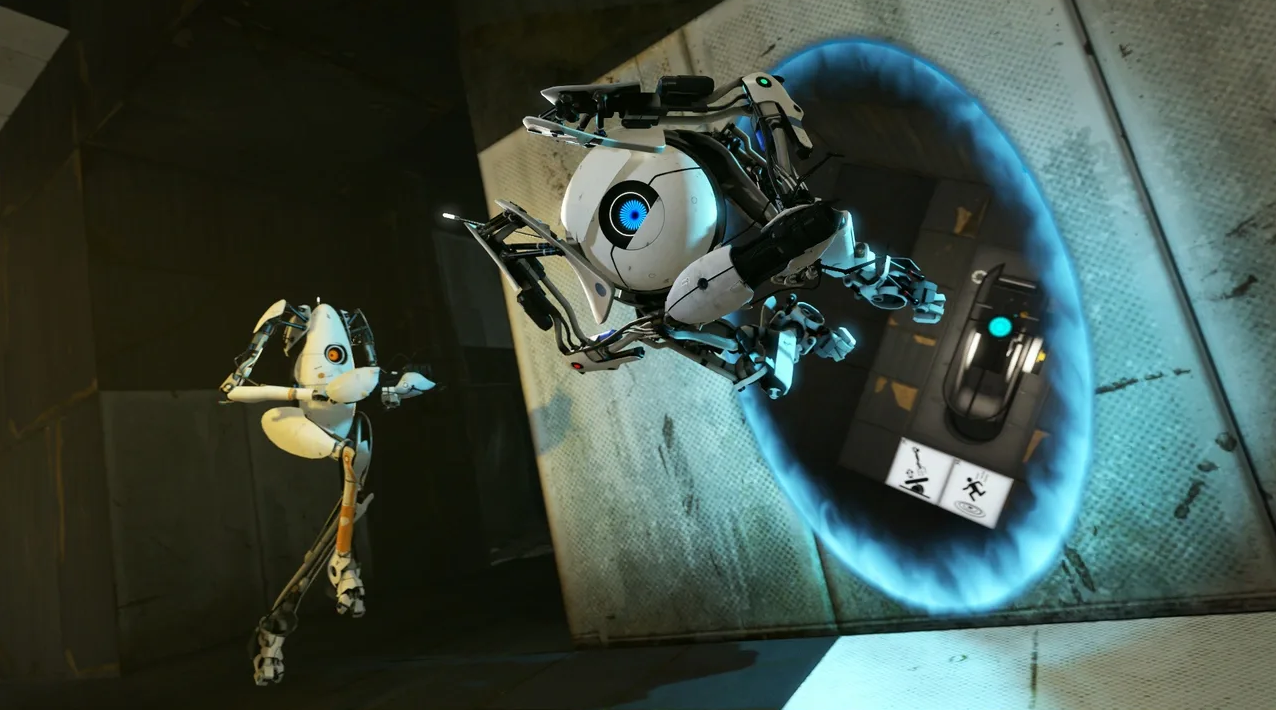Portal 2 screenshot showing the co-op bots
